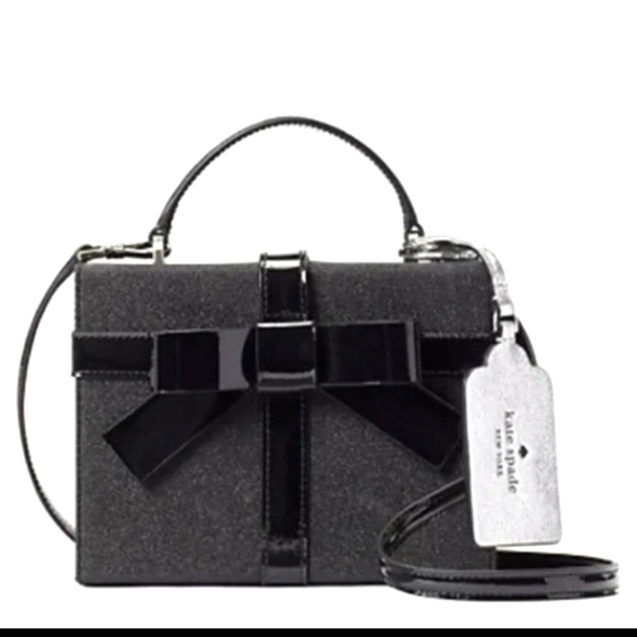 Kate Spade Crossbody Handbag Wrapping Party Gift Box Black Glitter - Picture 5 of 16